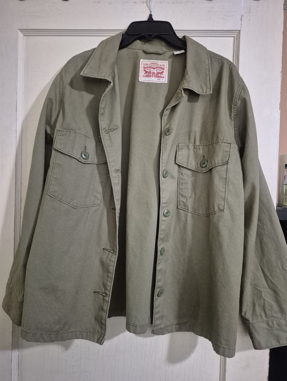 Levi’s Shirt Jacket - Olive Green - Embroidered Flowers